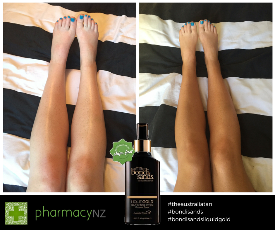 Before and After using bondi sands tanning oil