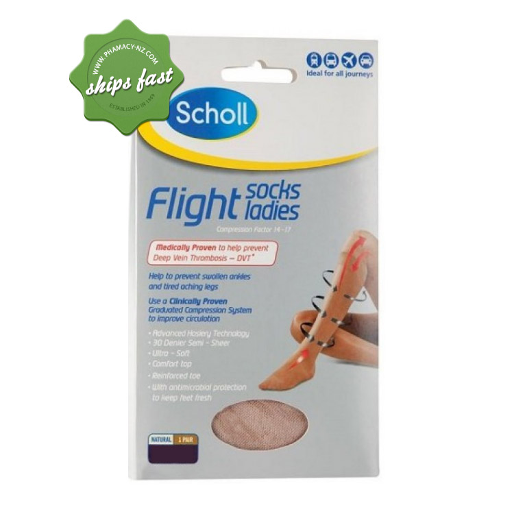 Buy Scholl Flight Socks Ladies UK 2-4 Natural Sheer - from Pharmacy NZ