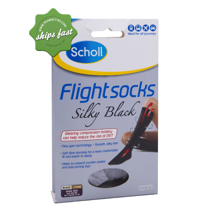Buy Scholl Flight Socks Black Silky Size 6-8 - from Pharmacy NZ