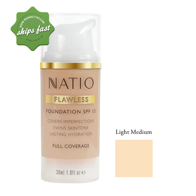NATIO FLAWLESS FOUNDATION SPF 15 LIGHT MEDIUM (Special buy online only)