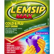 Lemsip Max Cold & Flu Decongestant Hot Drink Blackcurrant 10pk